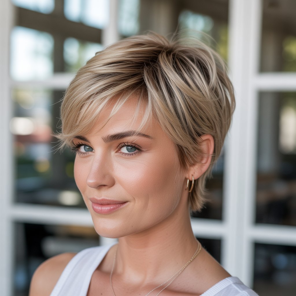 27+ Expert-Approved Hairstyles for Thin Hair and Round Faces 6 Wispy Layered Pixie