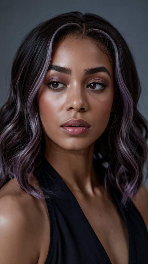  Lavender Highlights on Black Base