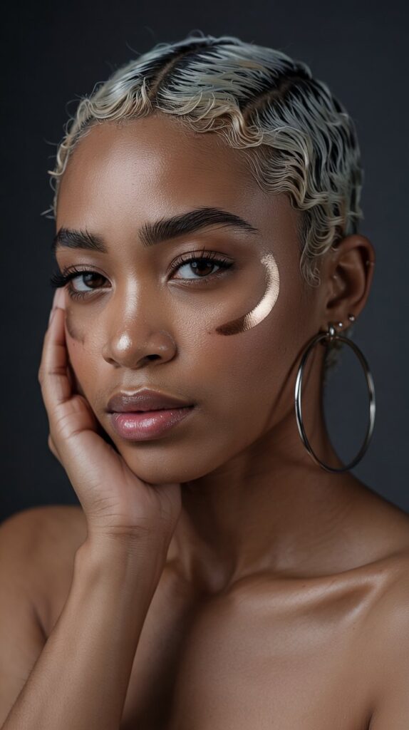 33 Flattering Low Cut Styles for Black Women with Round Faces 17 Bald Fade with Facial Framing