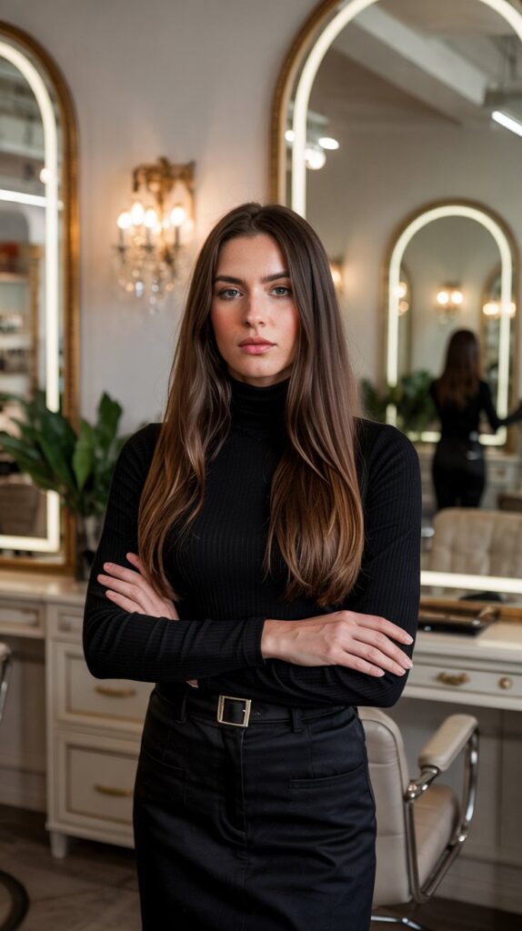 Black Turtleneck with Black Pencil Skirt