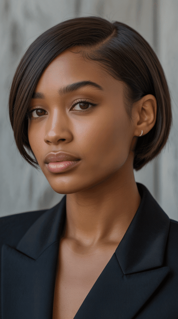 27 Modern Short Haircuts for Black Women You'll Love 8 The Sleek Side Part