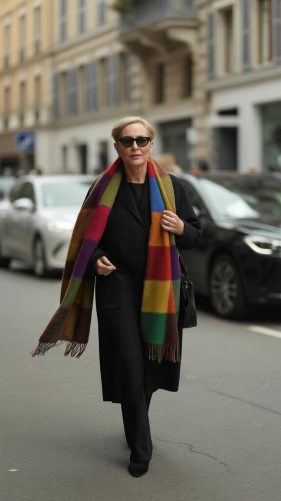 30 Fabulous Winter Outfits for Women Over 50 That Radiate Confidence 21 Textured Scarf as Statement Piece