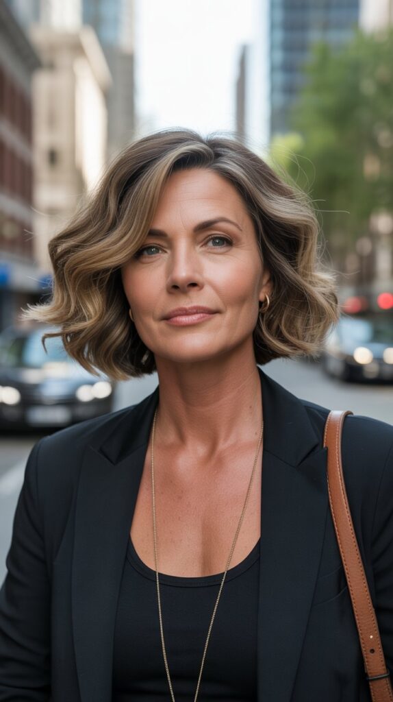 Top 32+ Short Hairstyles for Round Face Thin Hair Over 50 25 Choppy Lob with Movement