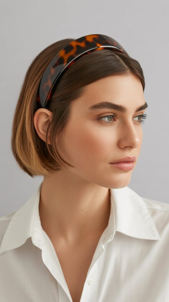 Thick Headband with Pulled-Back Pixie