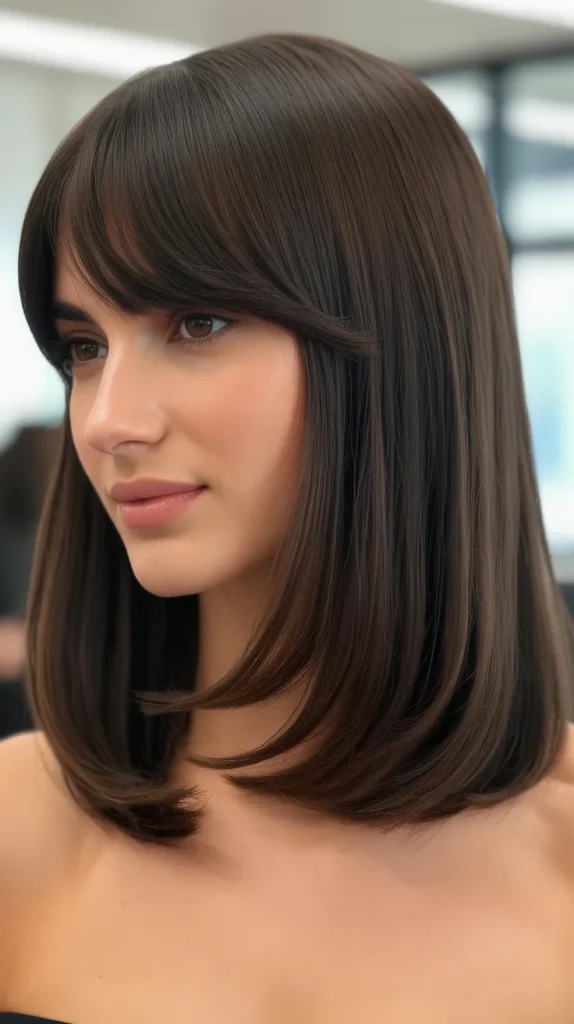 Polished Bob with Curtain Bangs for Professional Settings