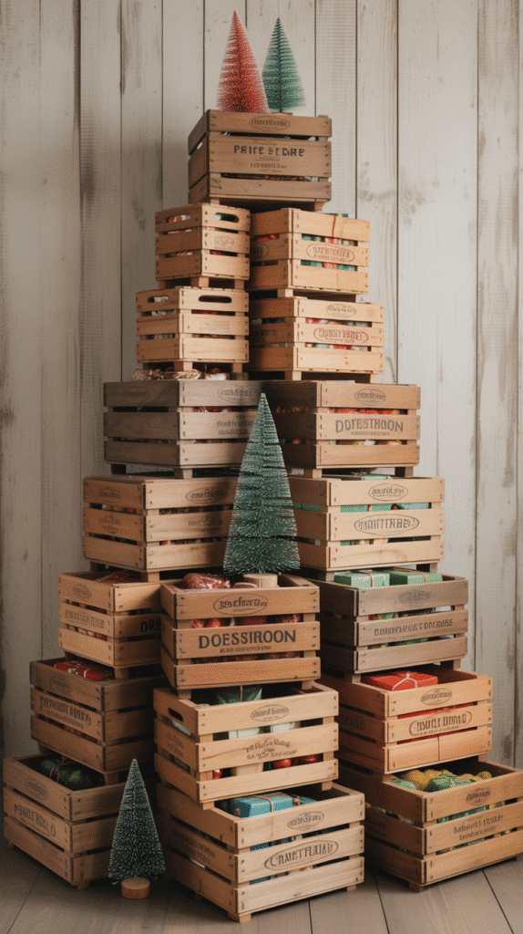 Top 33+ DIY Wooden Christmas Trees Anyone Can Make 24 Wooden Crate Christmas Tree