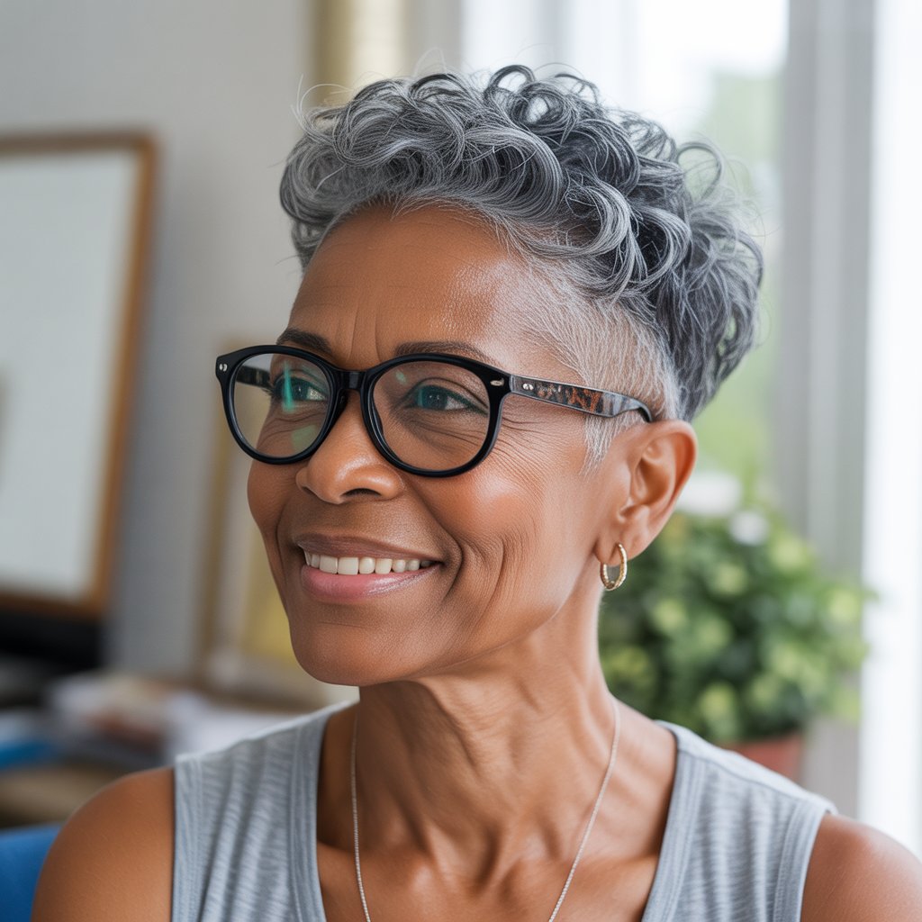 Top 30+ Stunning Hairstyles for Older Black Women: Easy Solutions for Everyday Glam! 22 Salt and Pepper Pixie with Texture