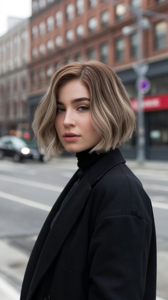 Ash-Blonde Balayage for Short Hair