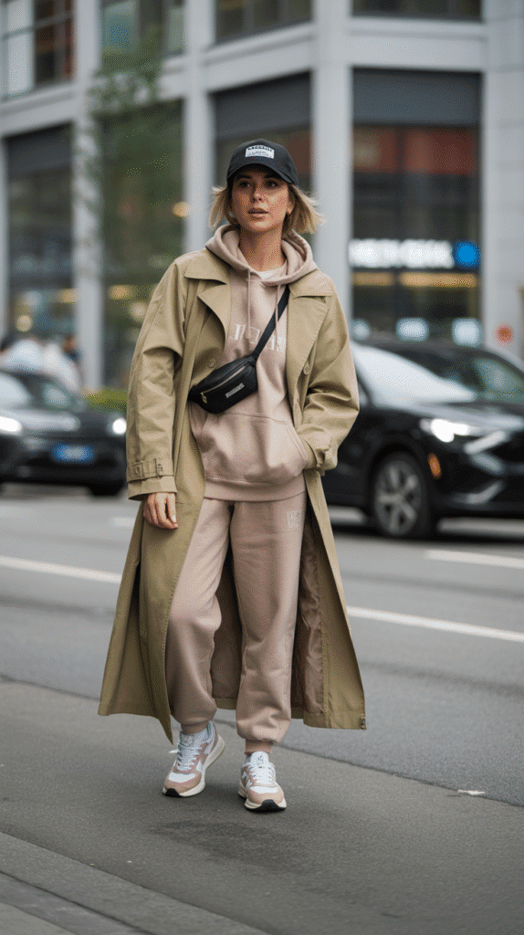 Trench Coat with Athletic Pieces