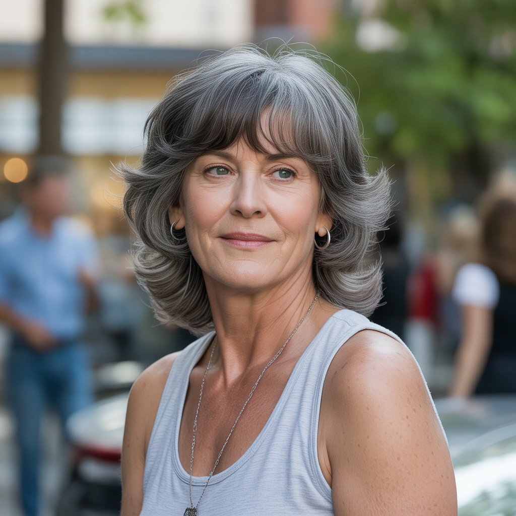 Shoulder-Length Shag with Bangs