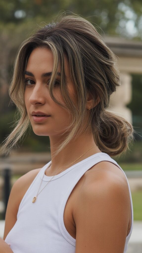  Textured Low Ponytail with Volume