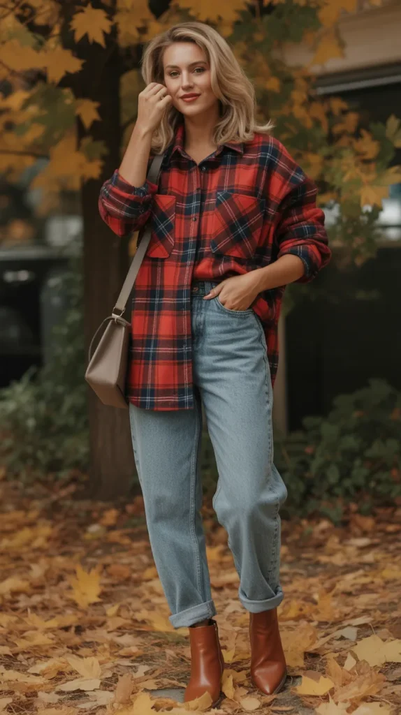 Plaid Shirt and Boyfriend Jeans