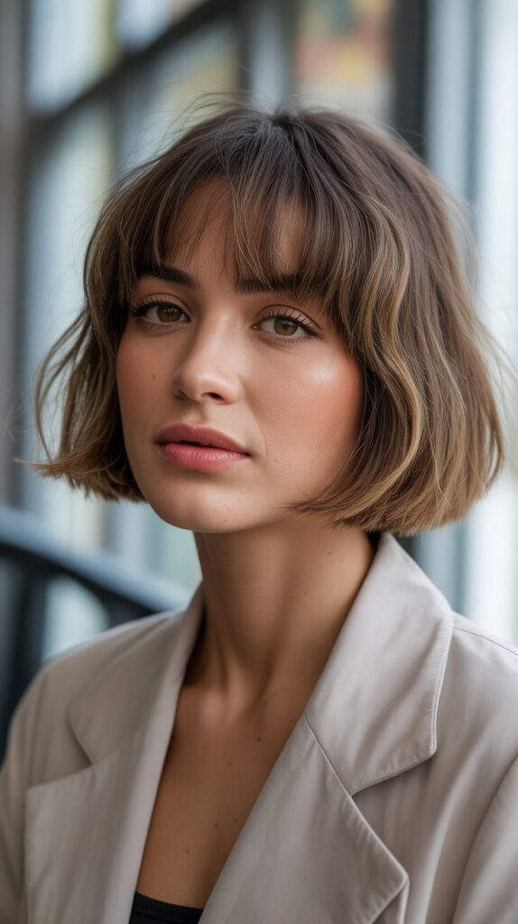27 Stunning Bob Haircuts for Fine Hair 2025 23 The Chin-Length Bob with Bangs