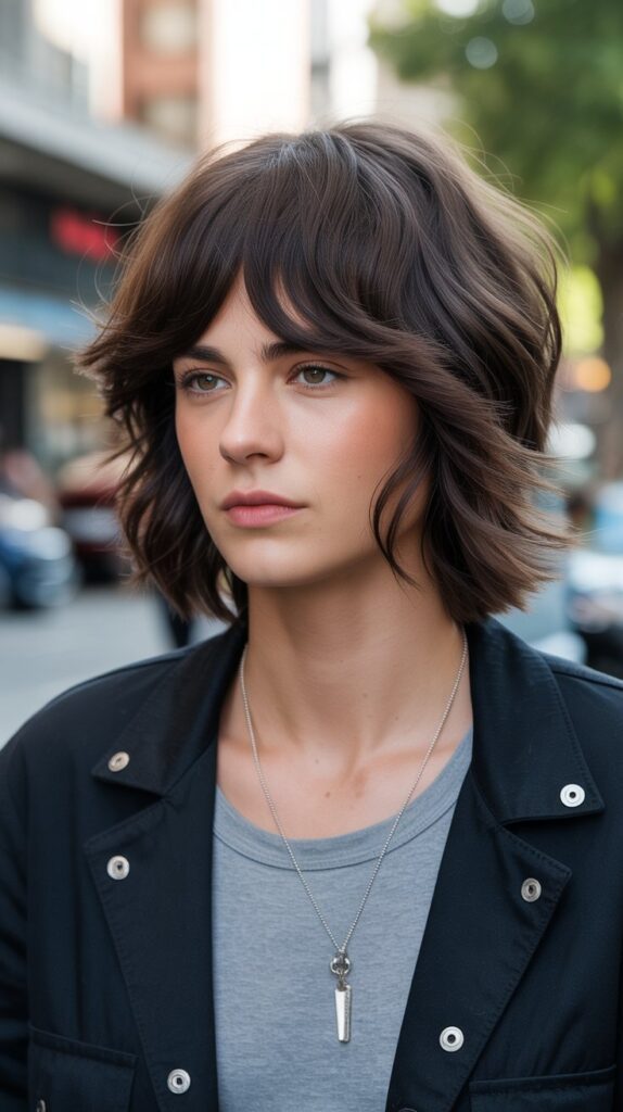 Layered Textured Bob with Choppy Bangs