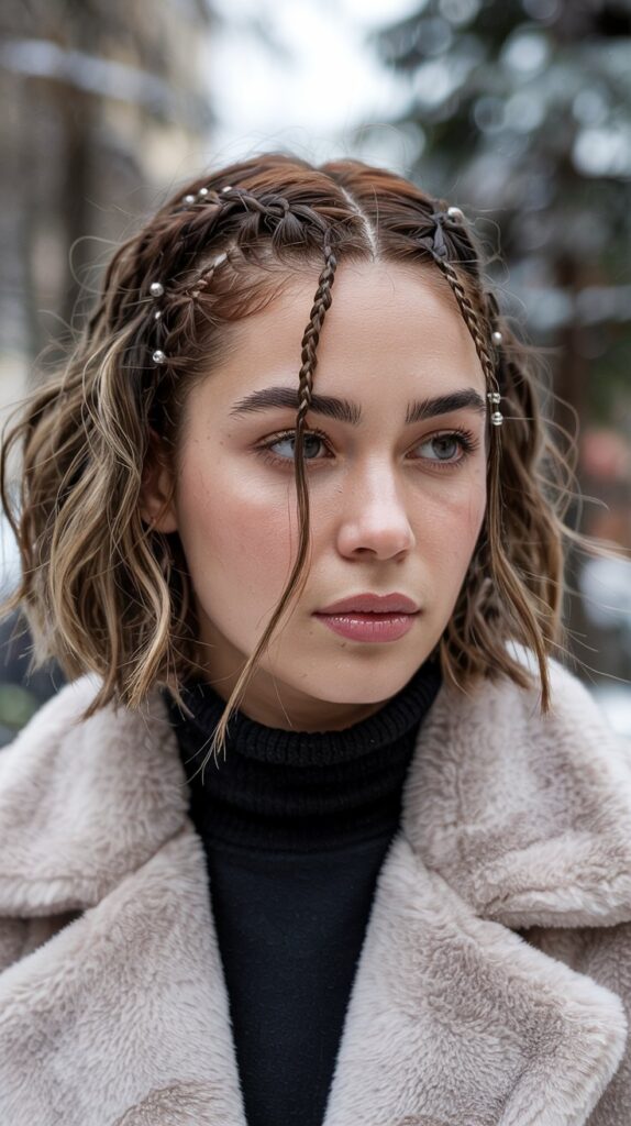 30 Chic Winter Hair Braids for Short Hair 8 Micro Braid Accents