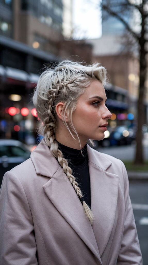 30 Chic Winter Hair Braids for Short Hair 6 Faux Hawk Braid