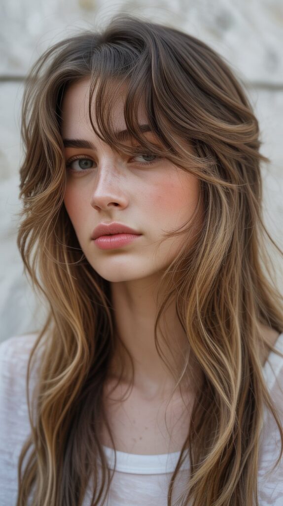 Top 30+ Expert Approved Hairstyles for Thin Hair and Round Faces 12 Wispy Bangs with Long Layers