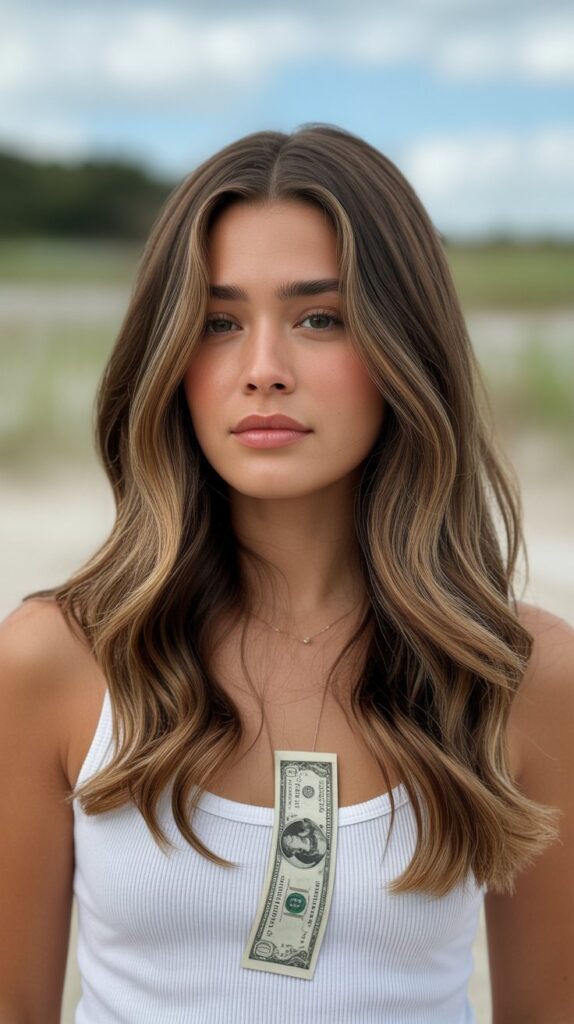 34 Trendy Brunette Balayage Hairstyles with a Money Piece 10 Walnut Brown with Toffee Money Piece