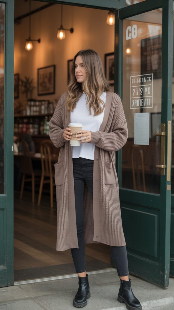 33 Trendy Casual Fall Outfits for Women with Leggings 3 Longline Cardigan and Leggings