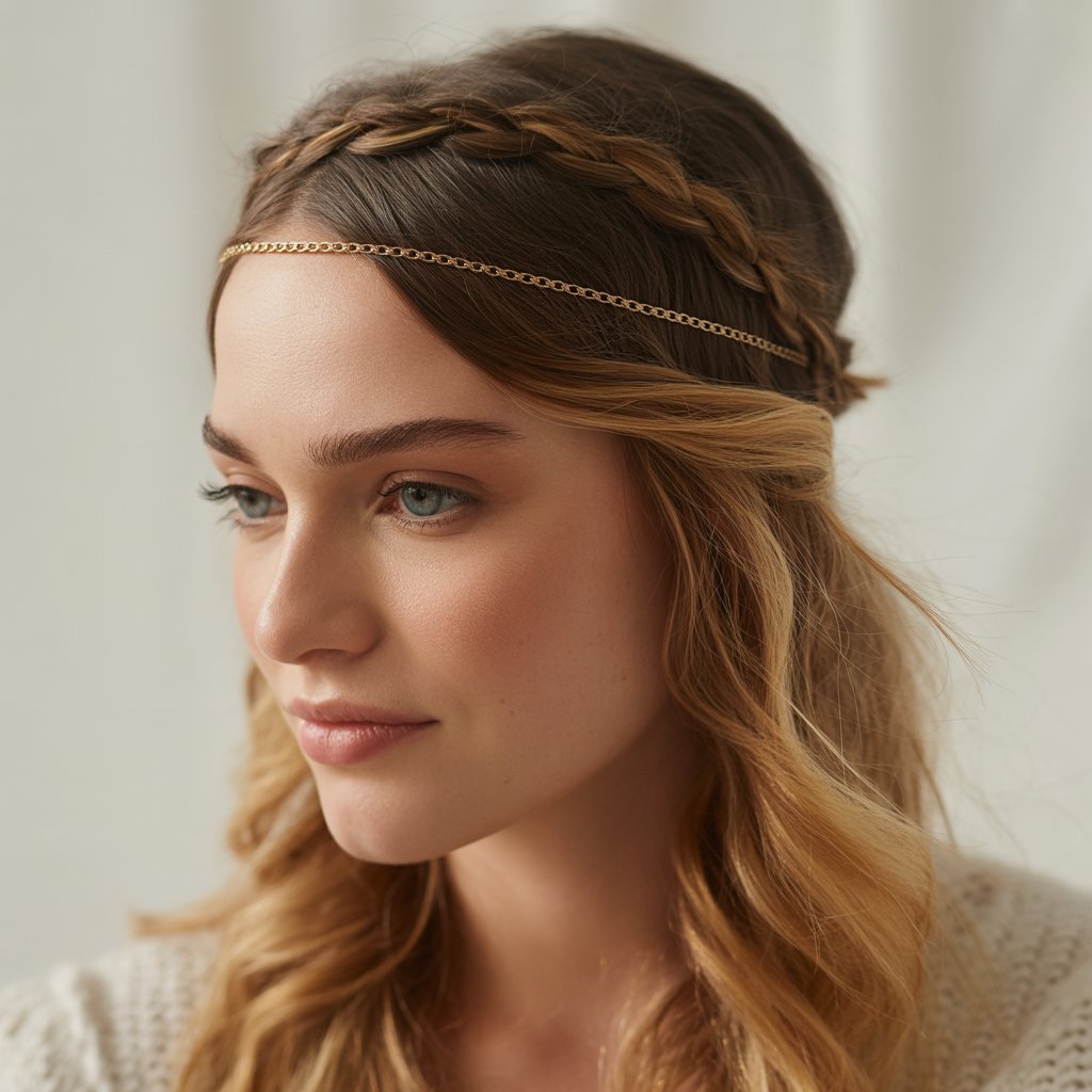 27 Greasy Hair Hairstyles with a Headband 2 Bohemian Braided Crown with Thin Headband