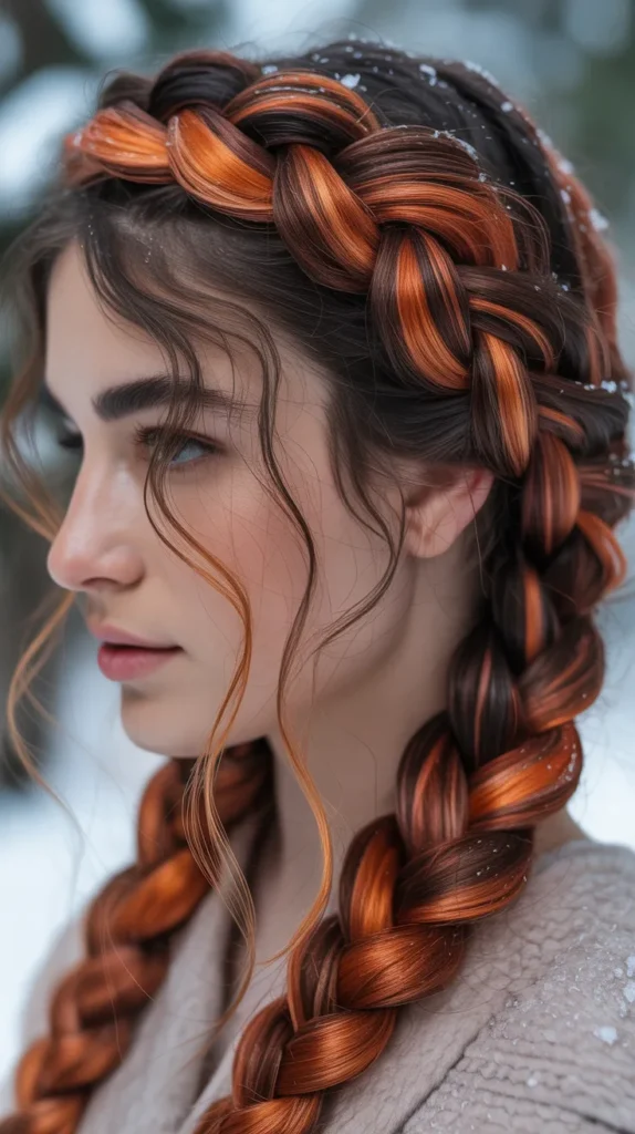 Milkmaid Braids with Copper Highlights