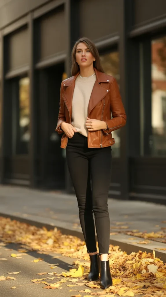  Leather Jacket with Black Jeans