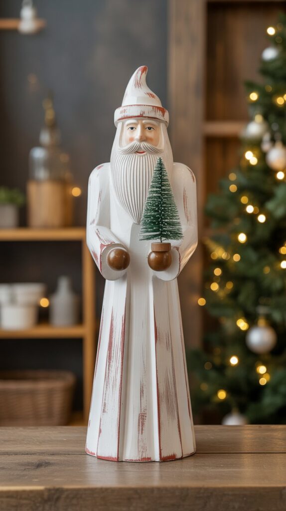 33 Profitable Rustic Christmas Wood Crafts for 2025 6 Rustic Wooden Santa Figurines