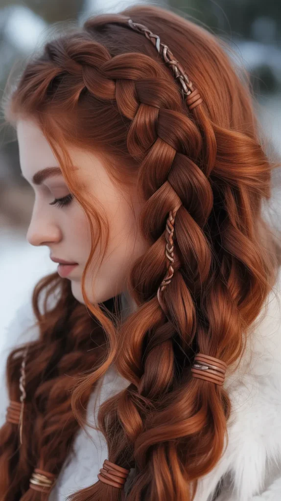 Warm Auburn Viking Braids