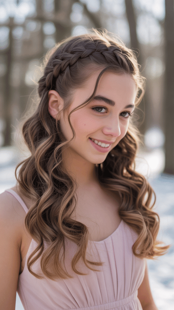 27 Stylish Cute Winter Hairstyles for Teens 19 Waterfall Braid Half-Up
