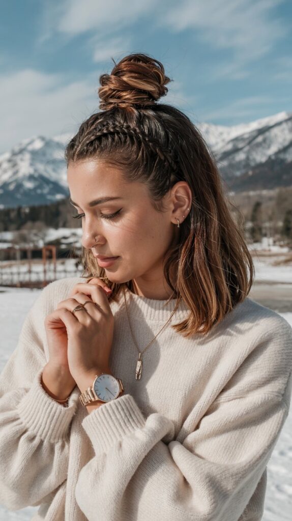 27 Trendy Winter Hair Braid Styles to Try 22 Braided Top Knot