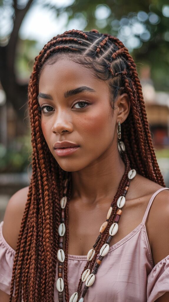 27 Beautiful Winter Hair Braid Color Inspirations 26 6. Cinnamon Brown Fulani Braids
