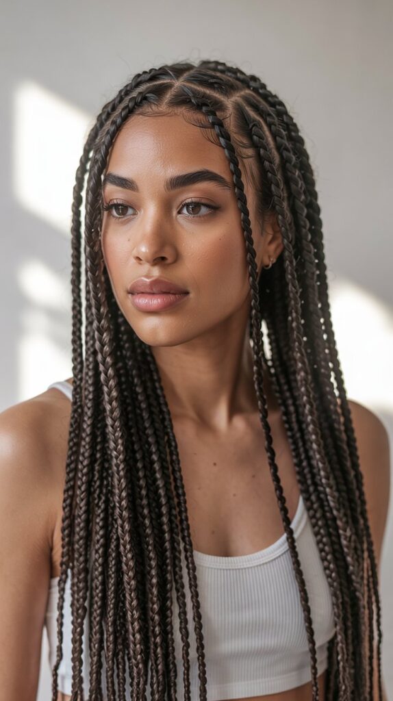 27 Beautiful Winter Hair Braid Color Inspirations 22 Espresso Brown Knotless Braids