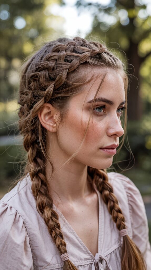 27 Beautiful Winter Hair Braid Color Inspirations 11 Honey Blonde Milkmaid Braids