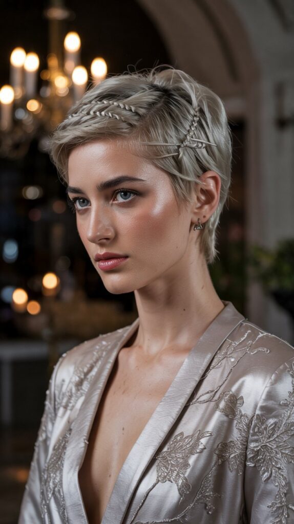 30 Chic Winter Hair Braids for Short Hair 13 Braided Pixie Updo