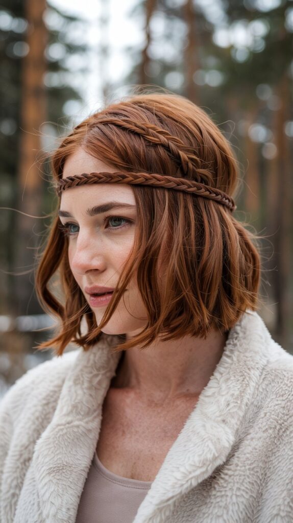 30 Chic Winter Hair Braids for Short Hair 4 Braided Headband