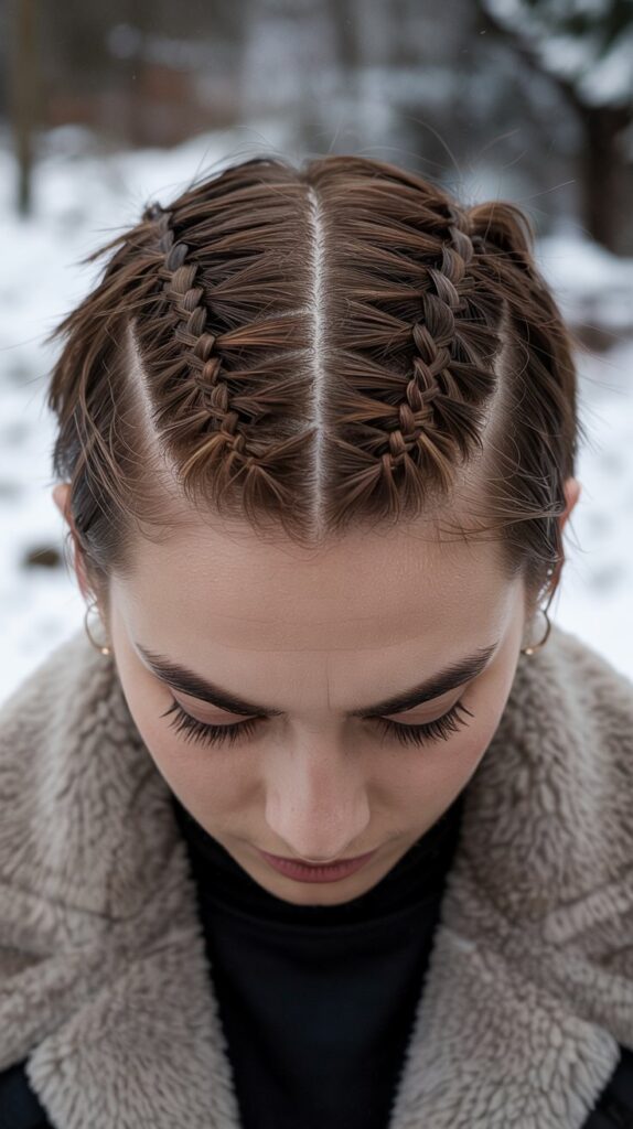 30 Chic Winter Hair Braids for Short Hair 27 Braided Part Line