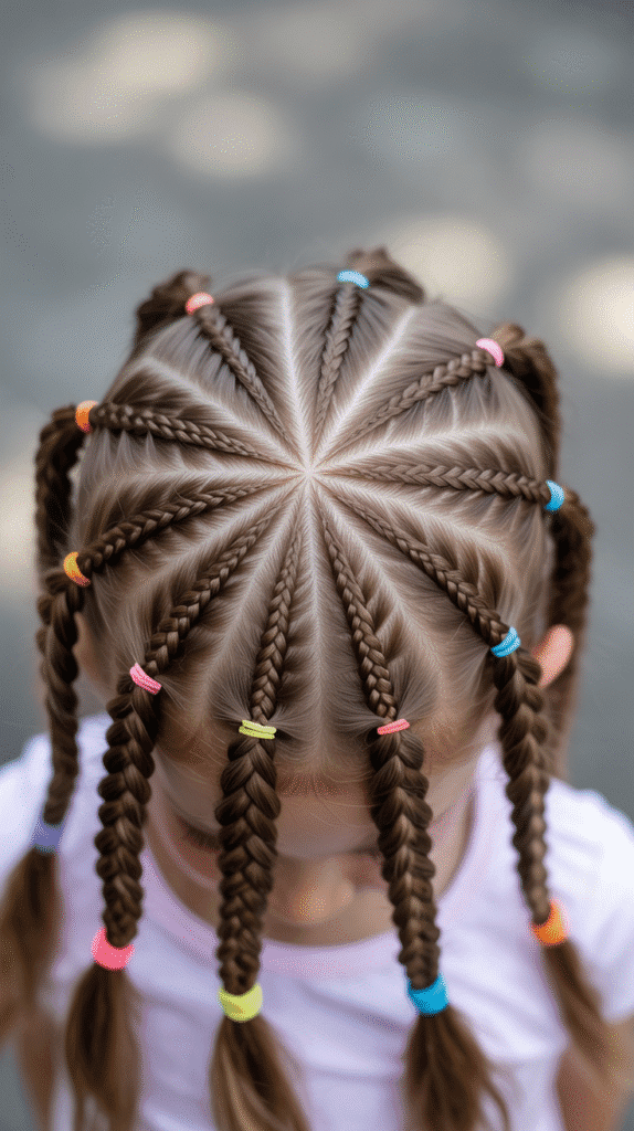 33 Cute Winter Hair Braids for Kids 27 Starburst Braid