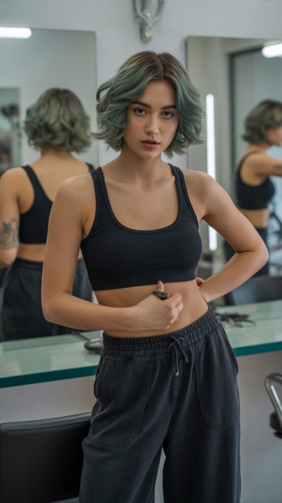 33 Chic Hairstylist Outfits for Work This Summer 23 Sports Bra with High-Waisted Palazzo Pants