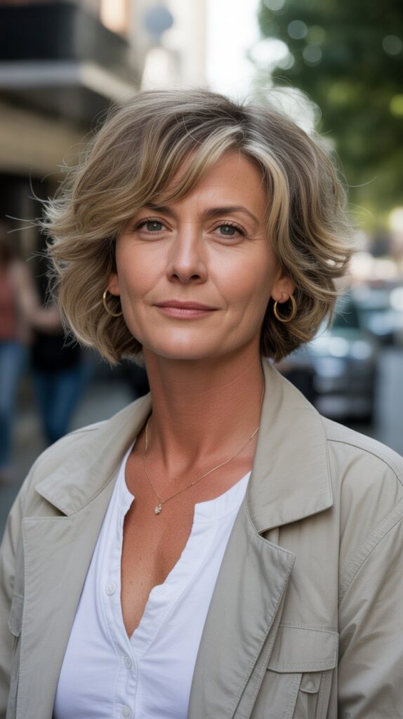 Top 30+ Medium Length Hairstyles for Thin Fine Hair Over 50 25 Messy Bob with Intentional Imperfection