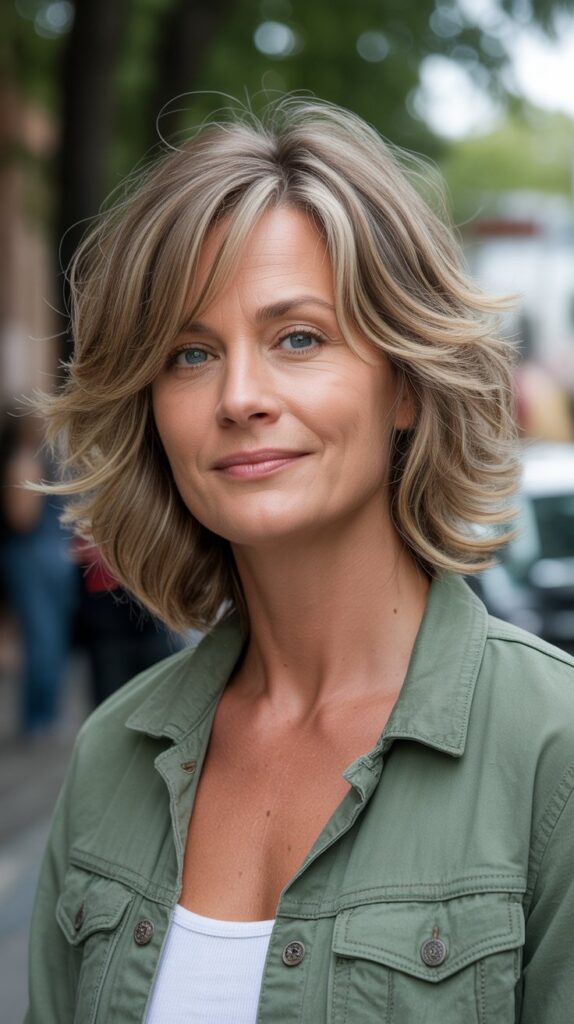 Top 30+ Medium Length Hairstyles for Thin Fine Hair Over 50 8 Razored Medium Cut with Piece-y Texture