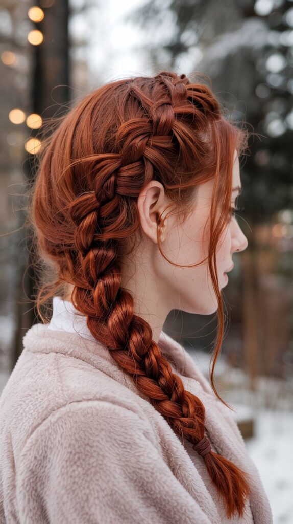 . Twisted Side Braid with Auburn Red