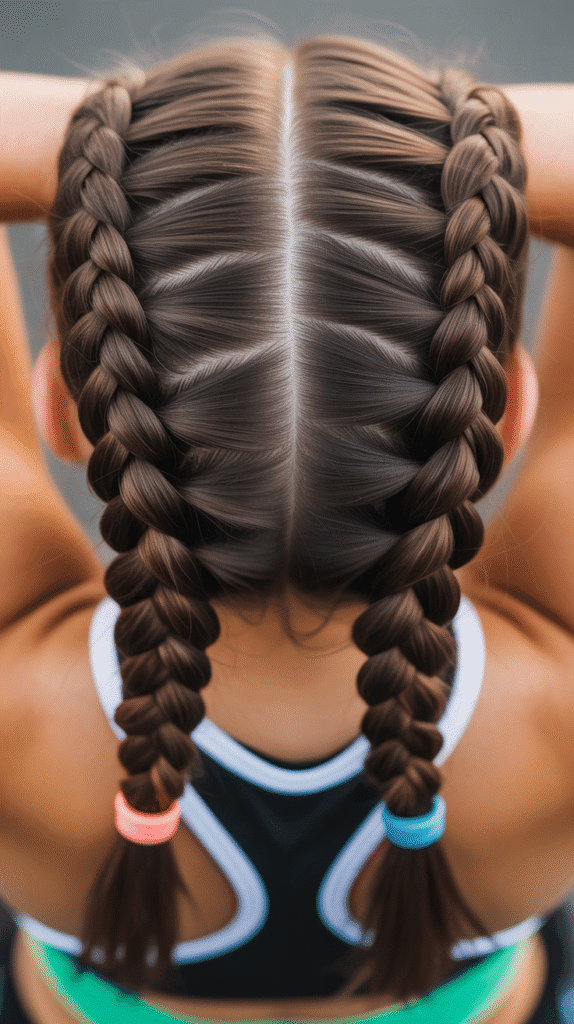 30 Must-Try Winter Hair Braid Trends for 2025 13 Zigzag Part with Double Dutch Braids