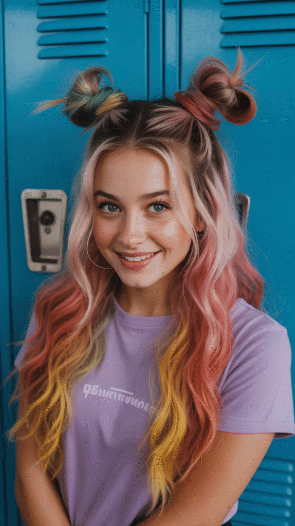 27 Cute Winter Hairstyles for School 8 Space Buns