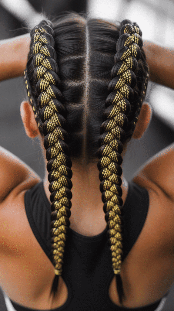 30 Must-Try Winter Hair Braid Trends for 2025 4 Boxer Braids with Metallic Thread