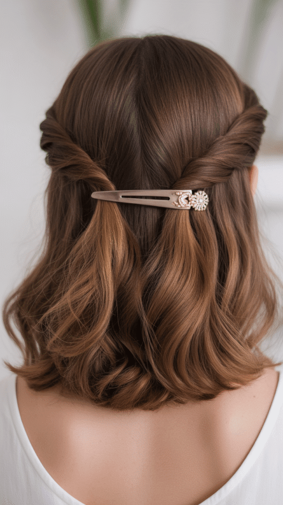 27 Cute Winter Hairstyles for School 19 Twisted Half-Updo