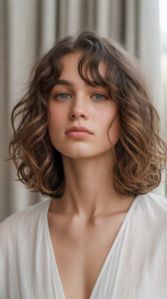 Undone Wavy Bob with Curtain Fringe