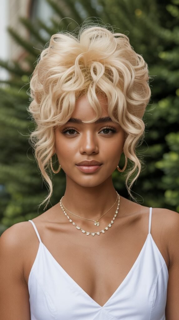 Vanilla Blonde Messy Updo with Tendrils