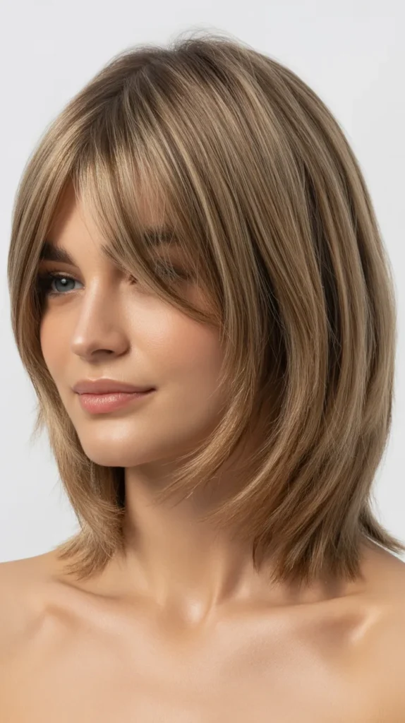 Shaggy Bob with Curtain Bangs for Fine Hair