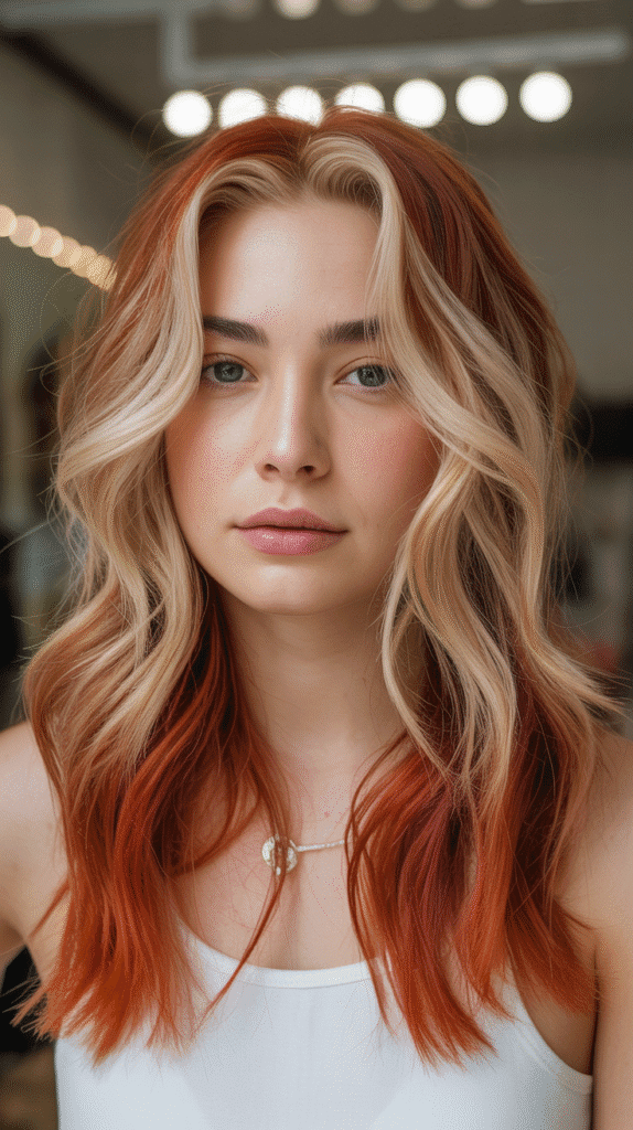  Buttercup Blonde Highlights with Rust Lowlights