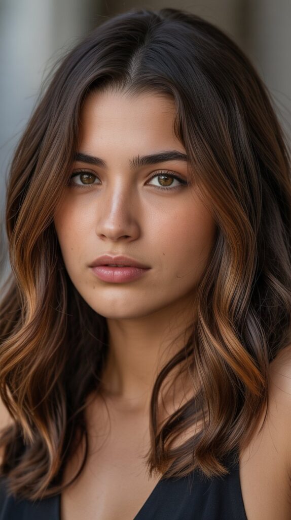 36 Gorgeous Lowlights for Medium Length Brown Hair on Brunettes 23 Caramel Contrast Lowlights